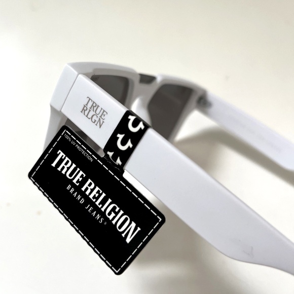 New Original TRUE RELIGION Oversized Square Shield Sunglasses Acetate White - Picture 4 of 6